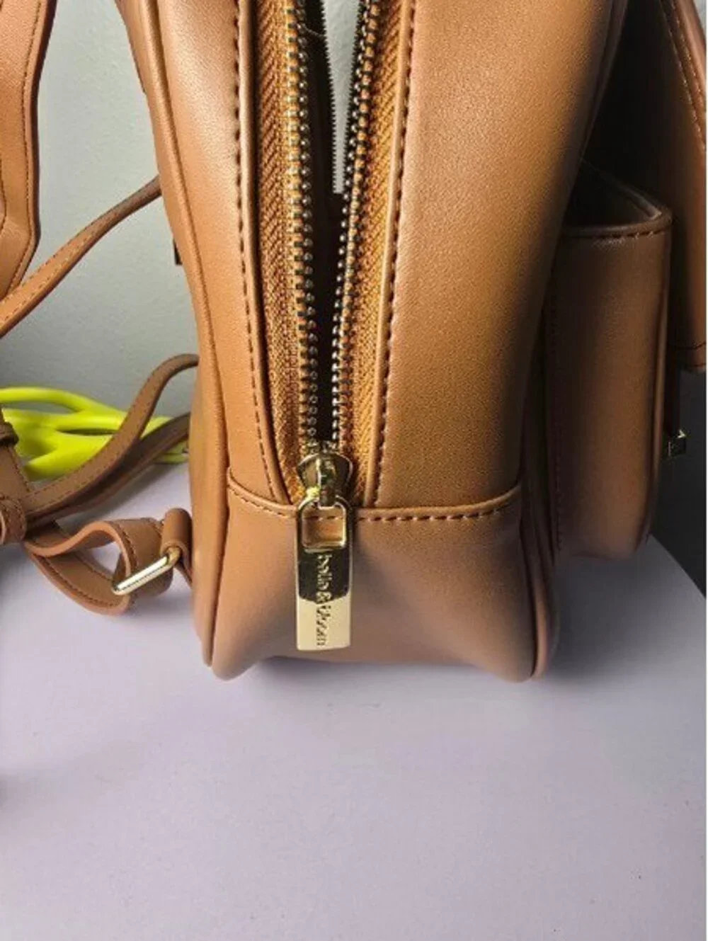 Belle & Bloom Camila Leather Backpack – Tan/Brown Gold Hardware Excellent